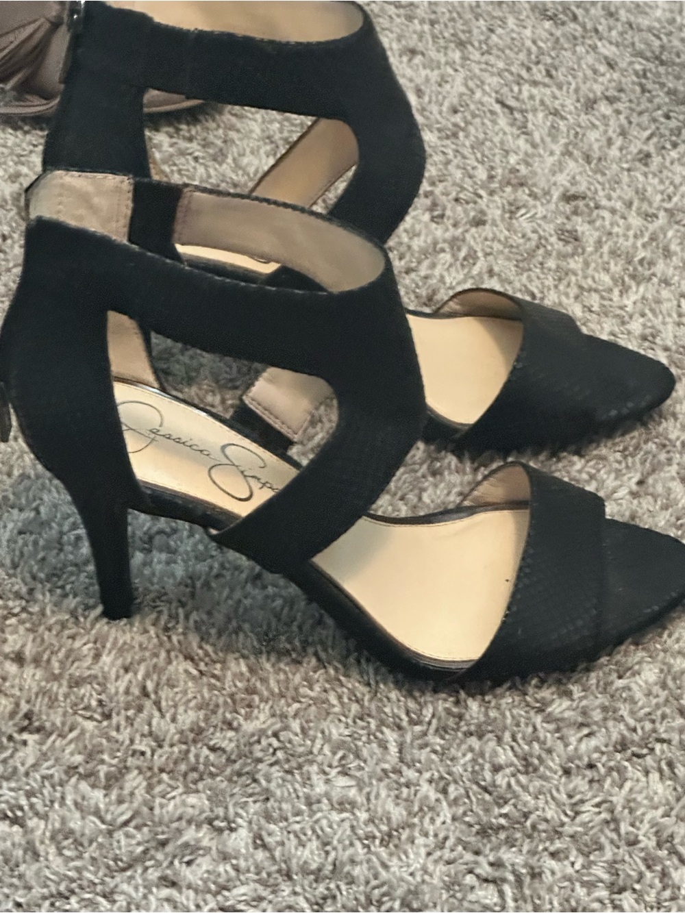 Jessica Simpson Black Cutout Strappy Pointed Heels